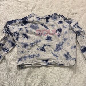 SoulCycle Blue and White Tie-Dye Crop Top